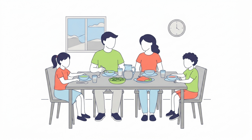 Eating Family eating dinner